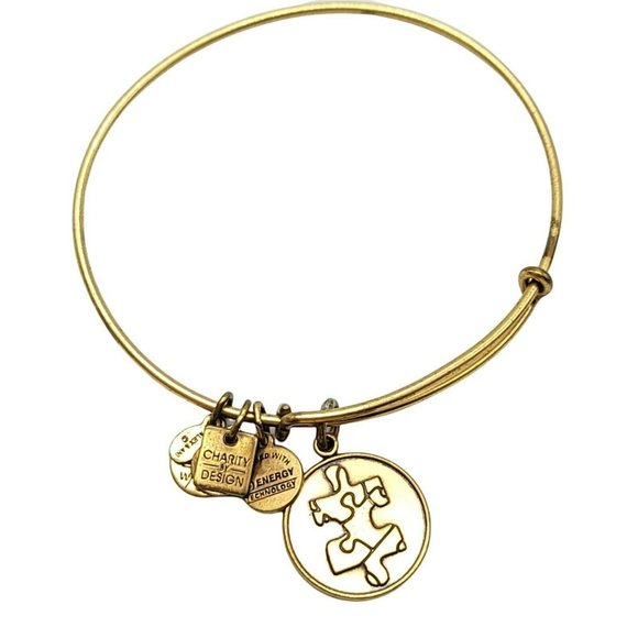 Alex and Ani Jewelry - Alex and Ani Rafealian Autism Puzzle Piece Gold Charm Bangle Bracelet
